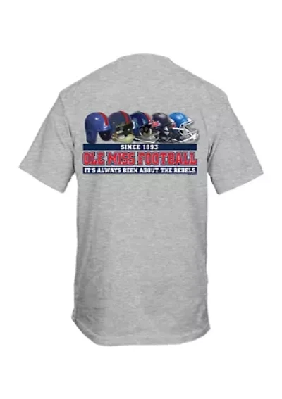 NCAA Ole Miss Rebels Past Present Helmets Graphic T-Shirt