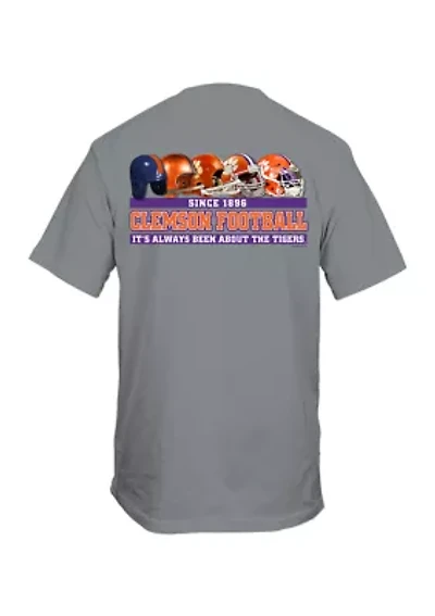 NCAA Clemson Tigers Past Present Helmets Graphic T-Shirt