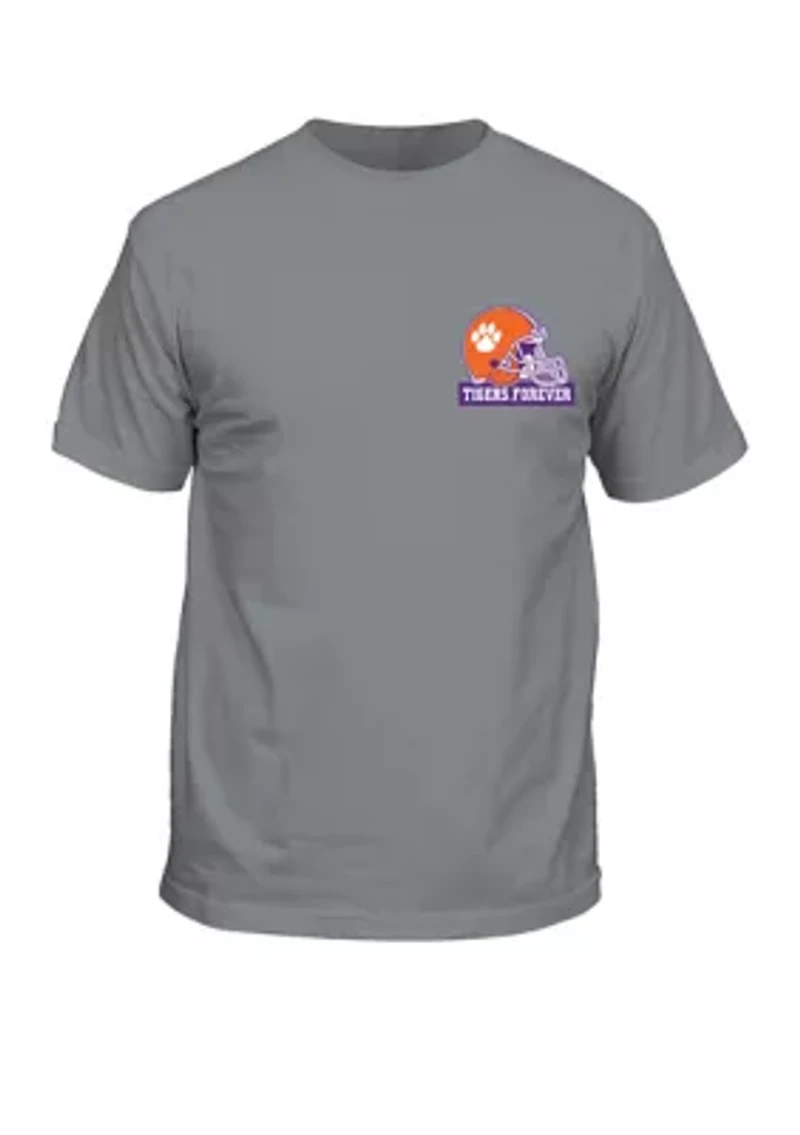 NCAA Clemson Tigers Past Present Helmets Graphic T-Shirt