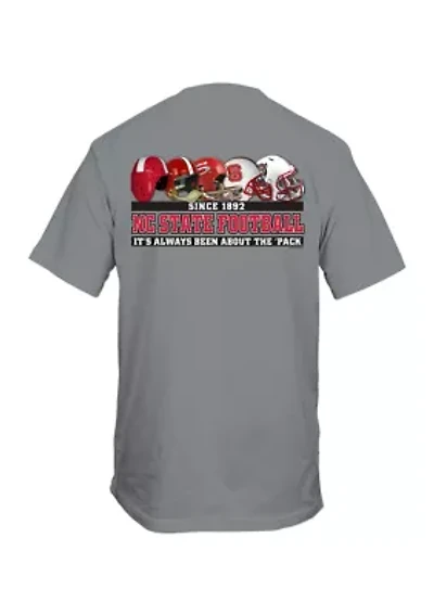 NCAA NC State Wolfpack Past Present Helmets Graphic T-Shirt