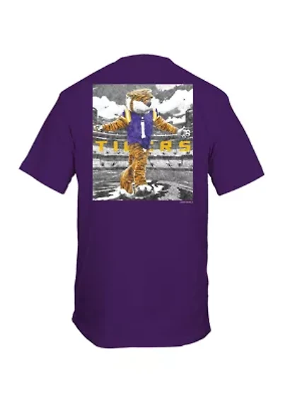 NCAA LSU Tigers Drawn Field Mascot Graphic T-Shirt
