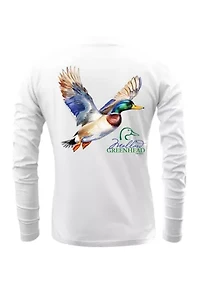 Men's Long Sleeve Greenhead Watercolor Graphic T-Shirt