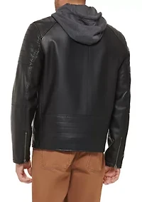 Men's Quilted Faux Leather Racer Jacket