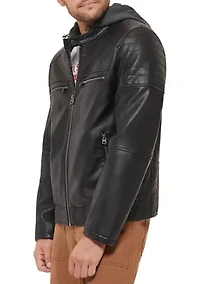Men's Quilted Faux Leather Racer Jacket