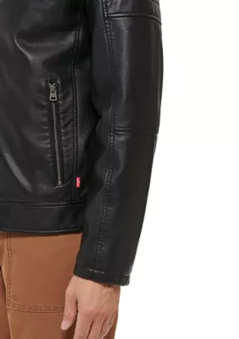 Men's Quilted Faux Leather Racer Jacket