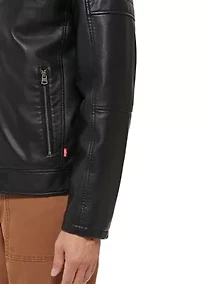 Men's Quilted Faux Leather Racer Jacket