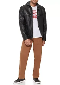 Men's Quilted Faux Leather Racer Jacket