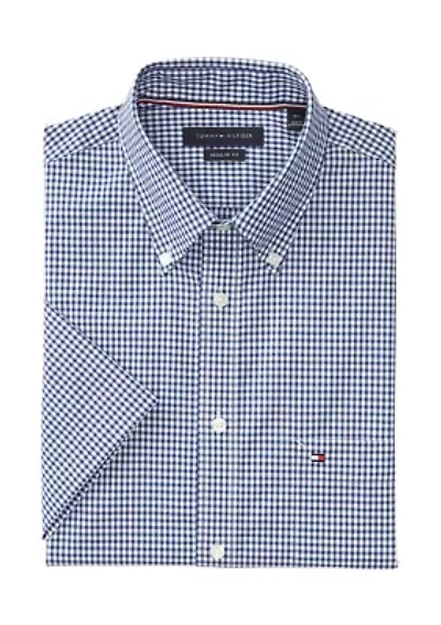 Short Sleeve Button Down Cotton Gingham Shirt