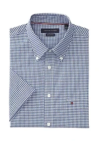 Short Sleeve Button Down Cotton Gingham Shirt