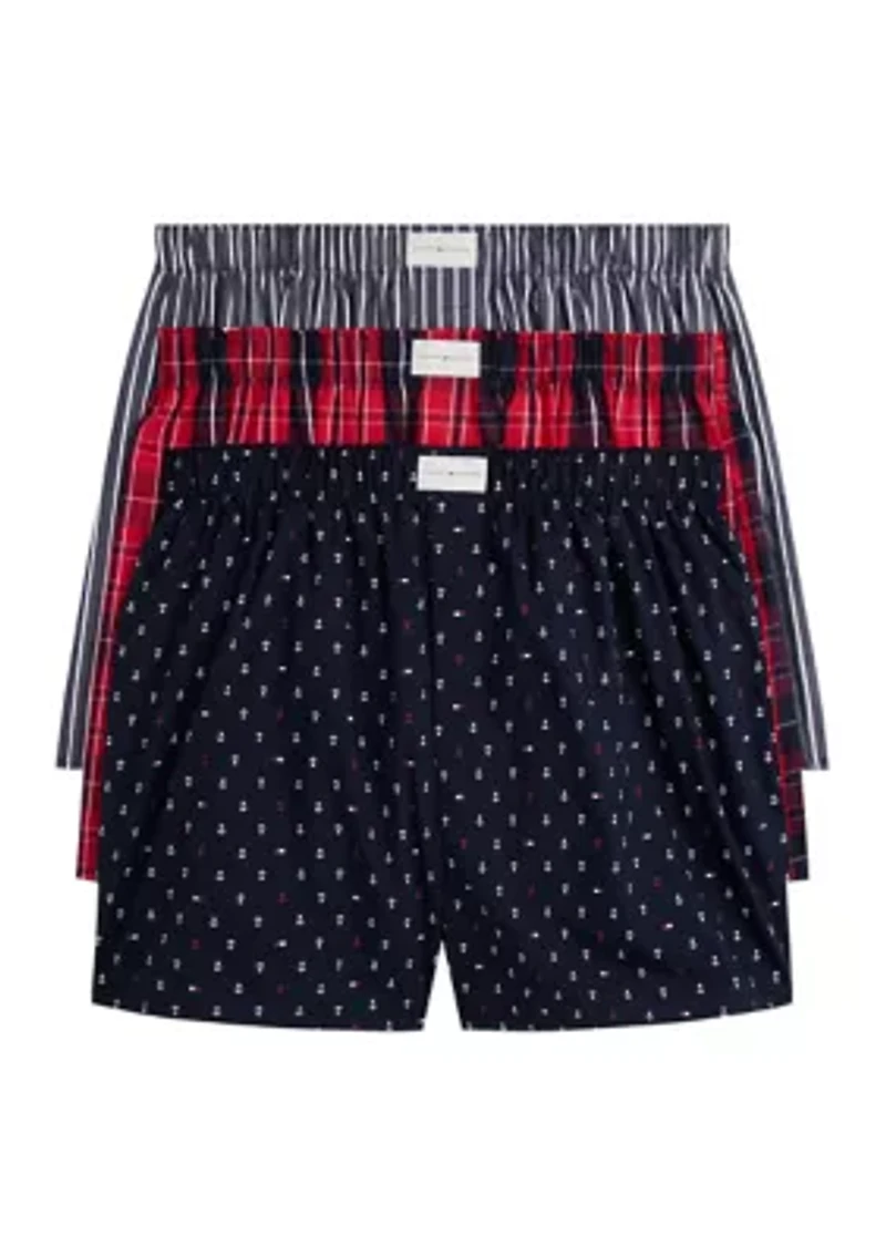 100% Cotton Classics Woven Boxers - 3-Pack
