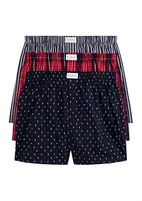 100% Cotton Classics Woven Boxers - 3-Pack