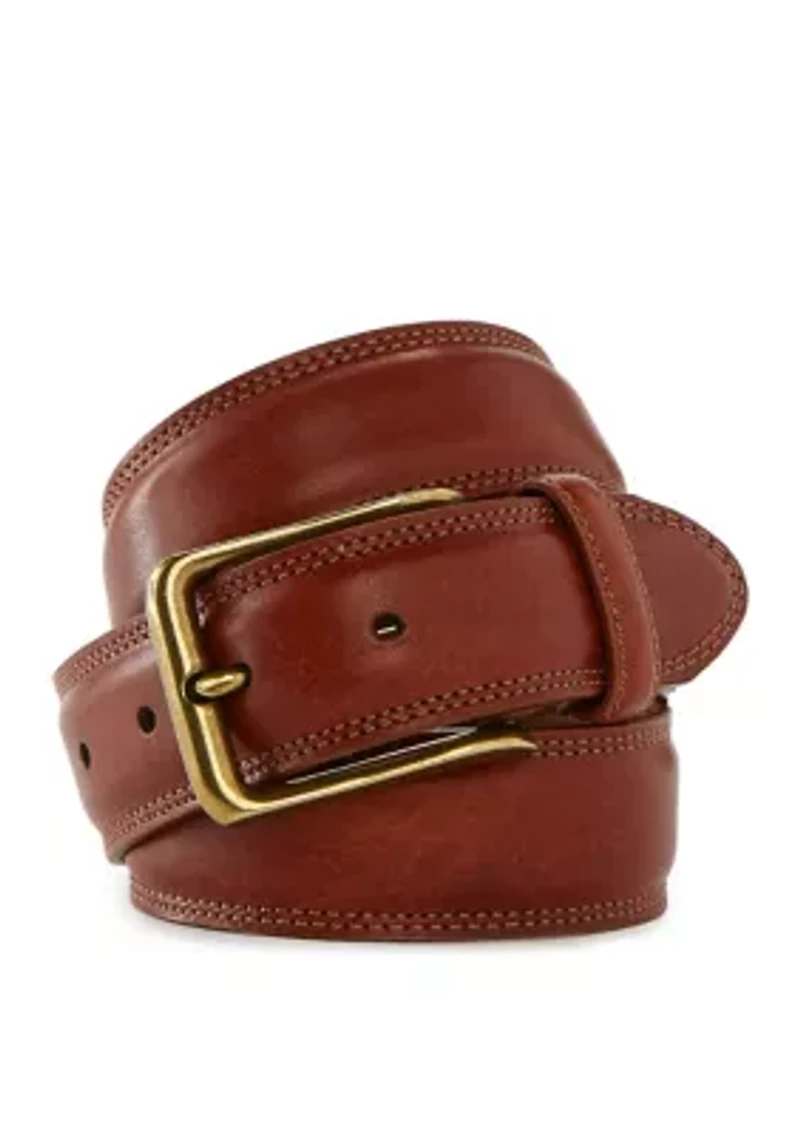 Antique Brass Buckle and Double Edge Stitch Belt