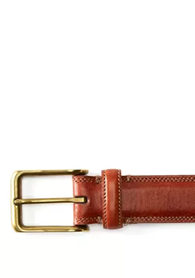 Antique Brass Buckle and Double Edge Stitch Belt