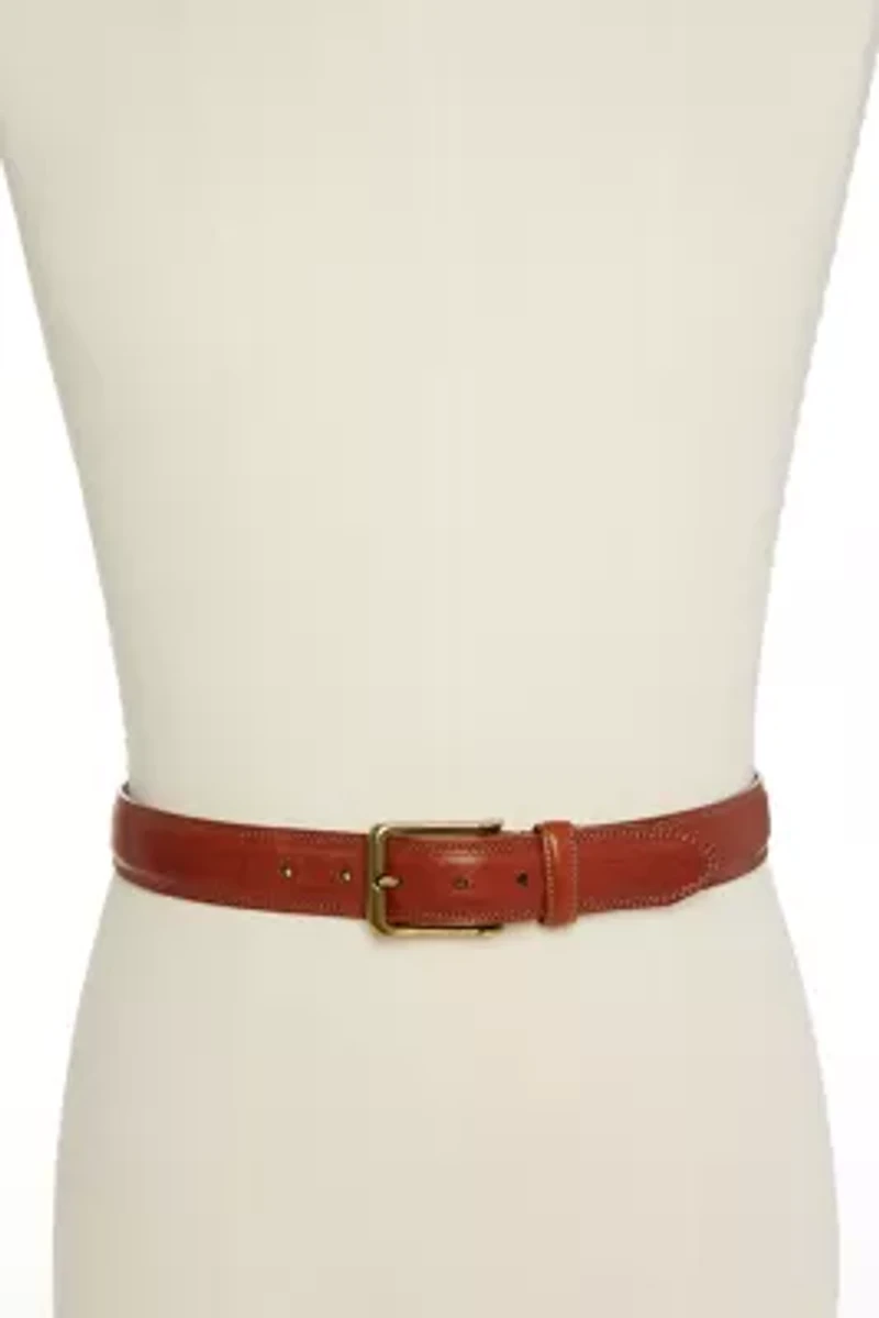 Antique Brass Buckle and Double Edge Stitch Belt