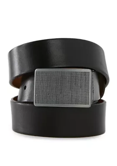 Men's Dark Satin Plaque Buckle Belt