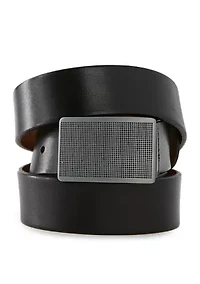Men's Dark Satin Plaque Buckle Belt