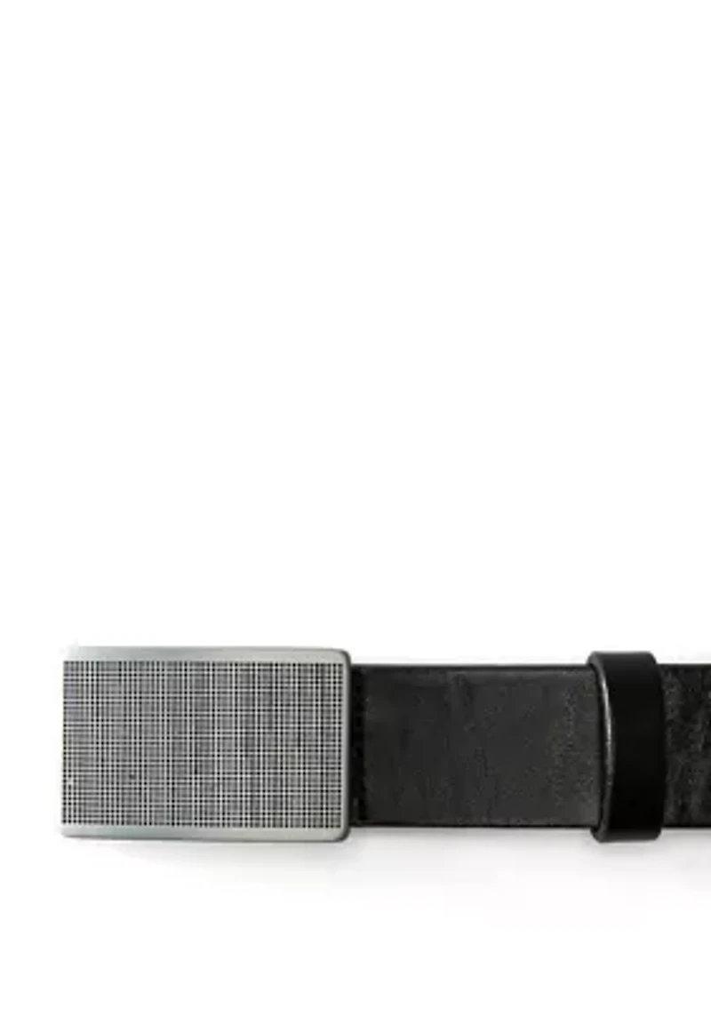 Men's Dark Satin Plaque Buckle Belt