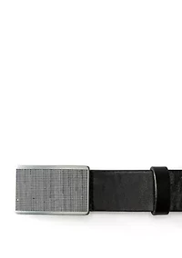 Men's Dark Satin Plaque Buckle Belt