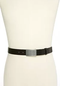 Men's Dark Satin Plaque Buckle Belt