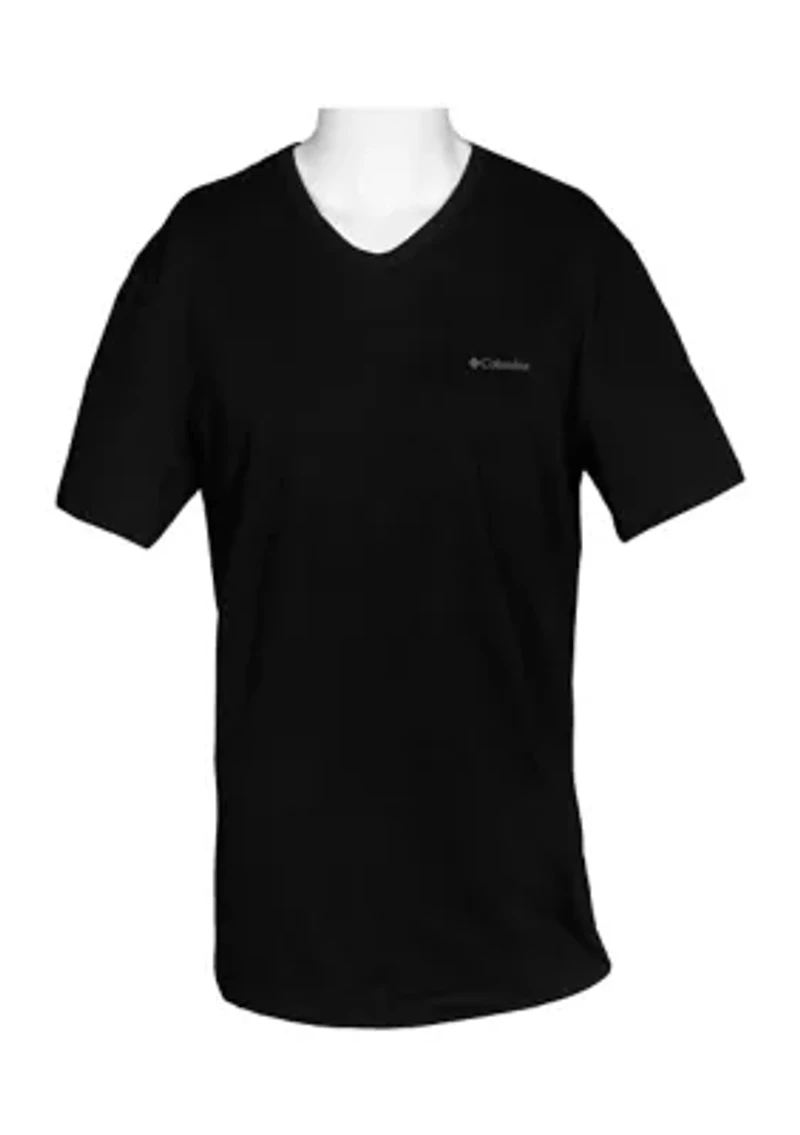 Short Sleeve Solid V-Neck Undershirts  - 3 Pack