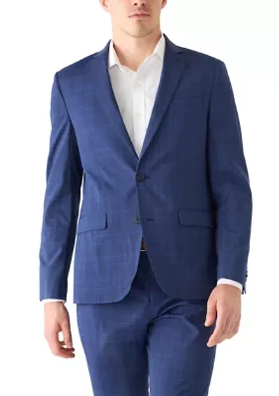 Men's Bright Blue Plaid Sport Coat