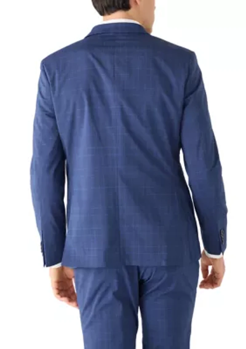 Men's Bright Blue Plaid Sport Coat