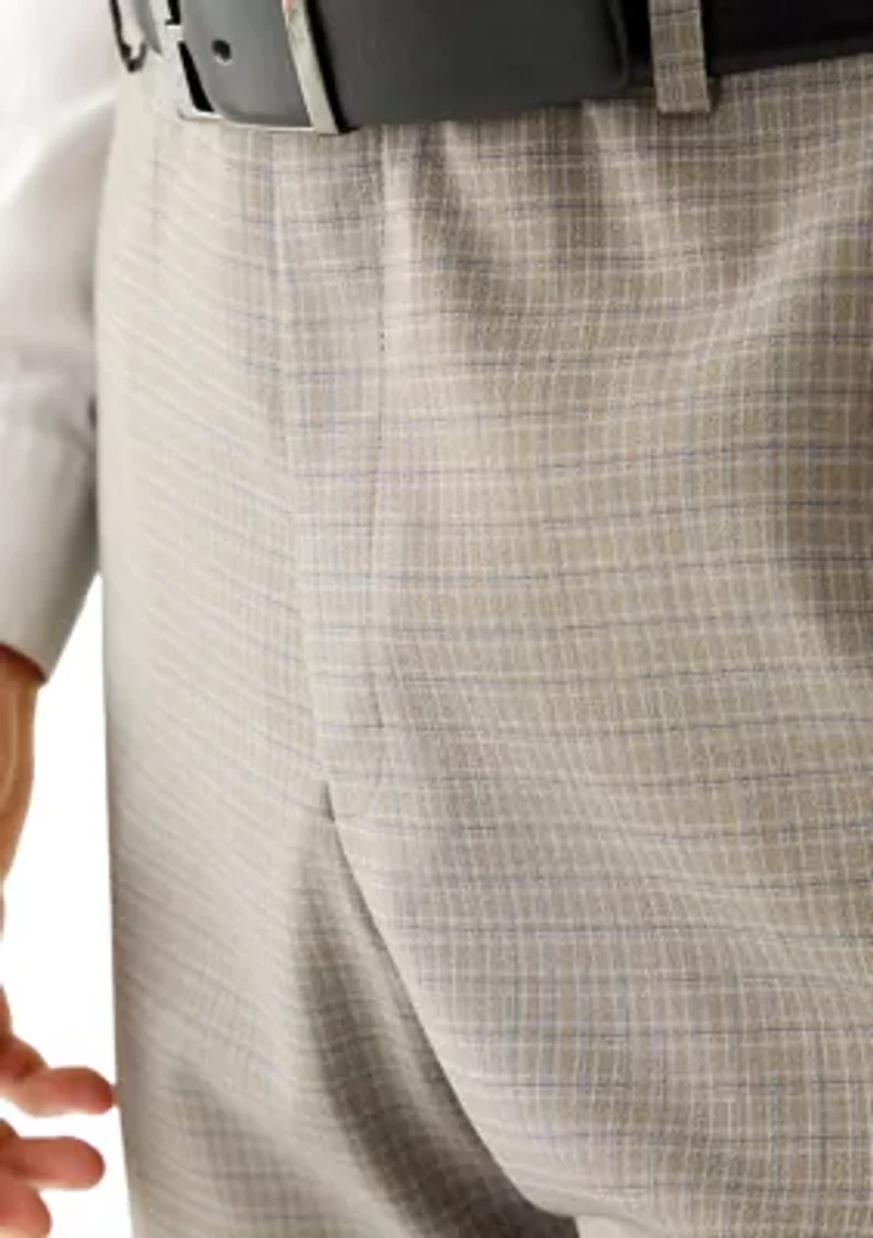 Men's Tan Multi-Check Suit Pant