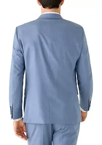 Men's Light Blue Plaid Suit Jacket