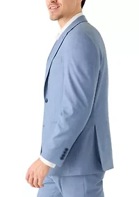 Men's Light Blue Plaid Suit Jacket