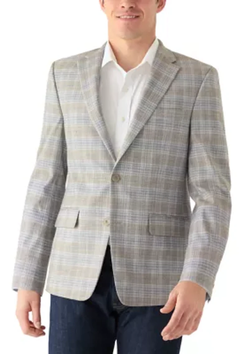 Men's Single Breasted Plaid Sport Coat