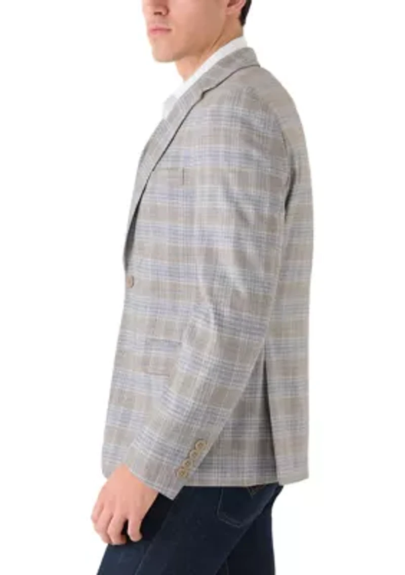 Men's Single Breasted Plaid Sport Coat