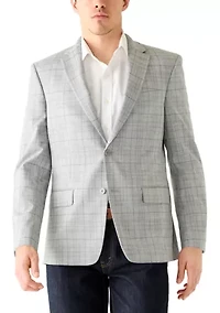 Men's Grey Windowpane Sport Coat