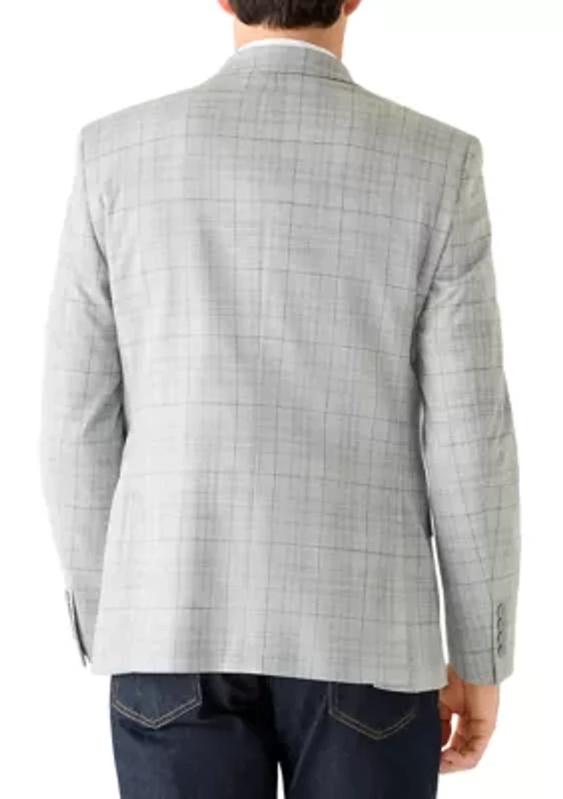 Men's Grey Windowpane Sport Coat