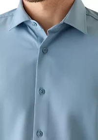 Men's Long Sleeve Woven Button Front Polo Shirt