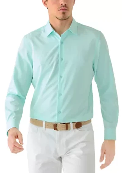 Men's Long Sleeve Woven Button Polo Shirt
