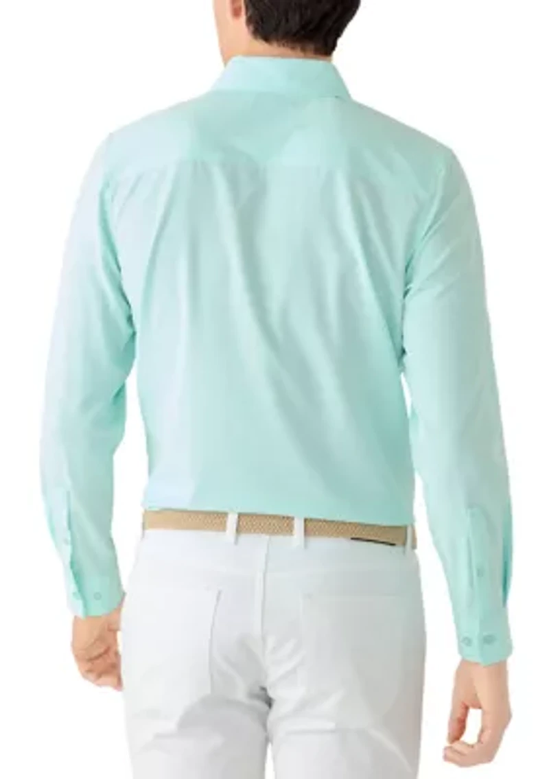 Men's Long Sleeve Woven Button Polo Shirt