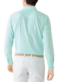 Men's Long Sleeve Woven Button Polo Shirt