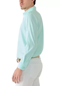 Men's Long Sleeve Woven Button Polo Shirt