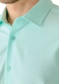 Men's Long Sleeve Woven Button Polo Shirt