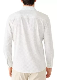 Men's Long Sleeve Woven Button Dot Polo Shirt