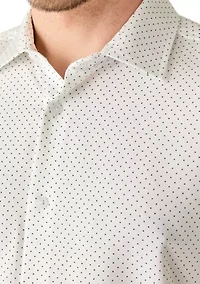 Men's Long Sleeve Woven Button Dot Polo Shirt