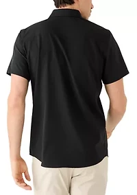 Men's Short Sleeve Woven Button Front Polo Shirt