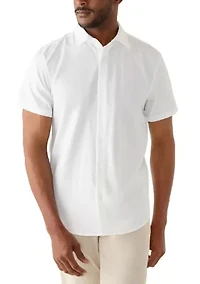 Men's Short Sleeve Performance Solid Woven Button Shirt