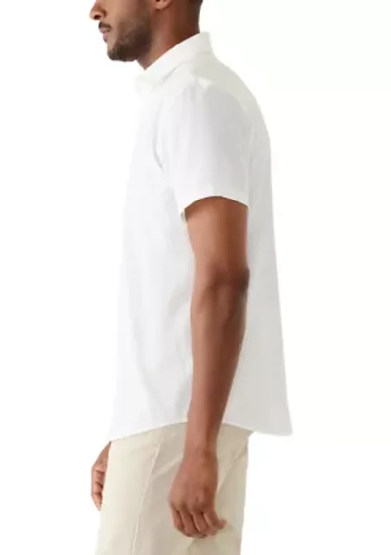 Men's Short Sleeve Performance Solid Woven Button Shirt