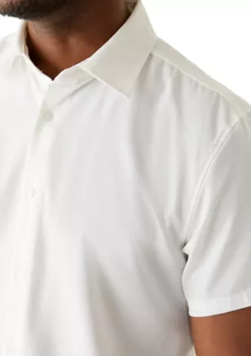 Men's Short Sleeve Performance Solid Woven Button Shirt