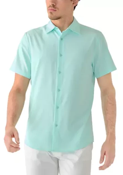 Men's Short Sleeve Woven Button Polo Shirt