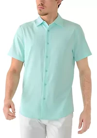 Men's Short Sleeve Woven Button Polo Shirt