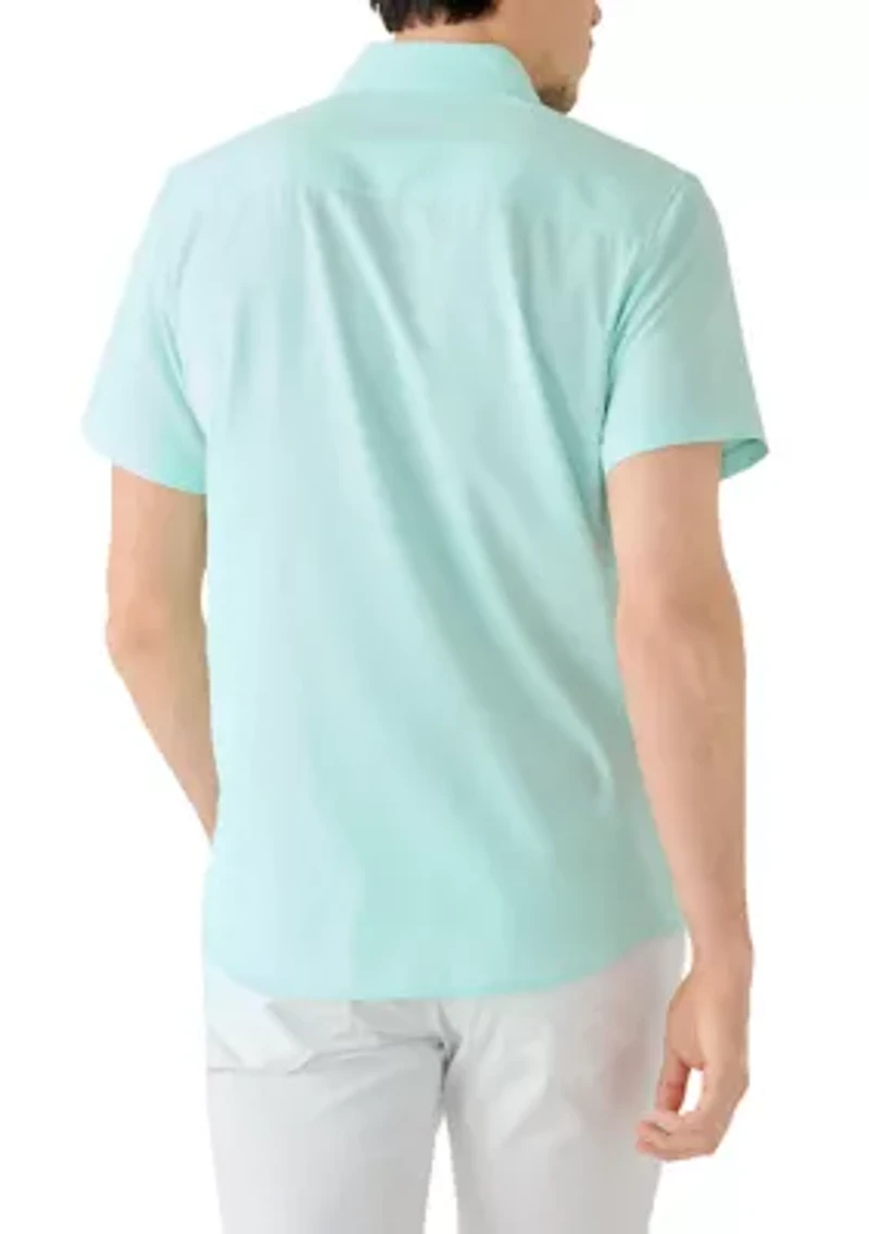 Men's Short Sleeve Woven Button Polo Shirt
