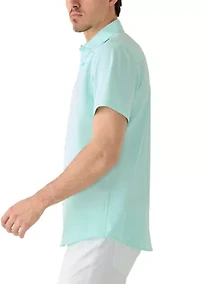 Men's Short Sleeve Woven Button Polo Shirt