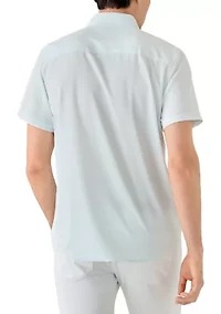 Men's Short Sleeve Woven Button Closure Geo Polo Shirt